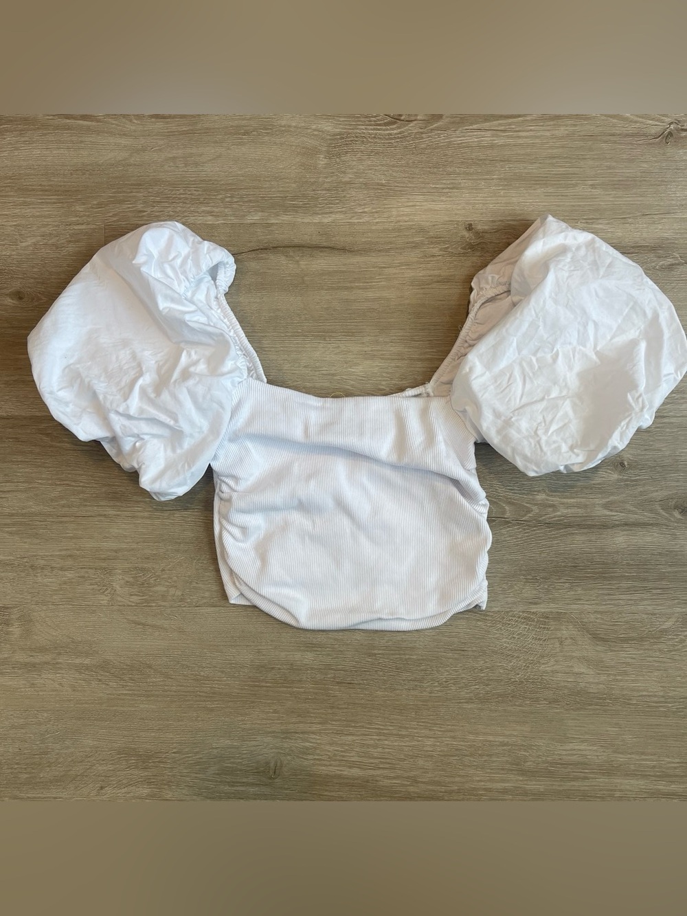 Zara White Puff Sleeve Crop Top size small